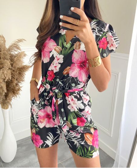TROPICAL SHORTSUIT PE1154 CZARNY