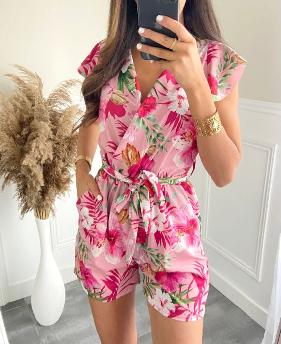 TROPICAL SHORTSUIT PE1154 ROZE