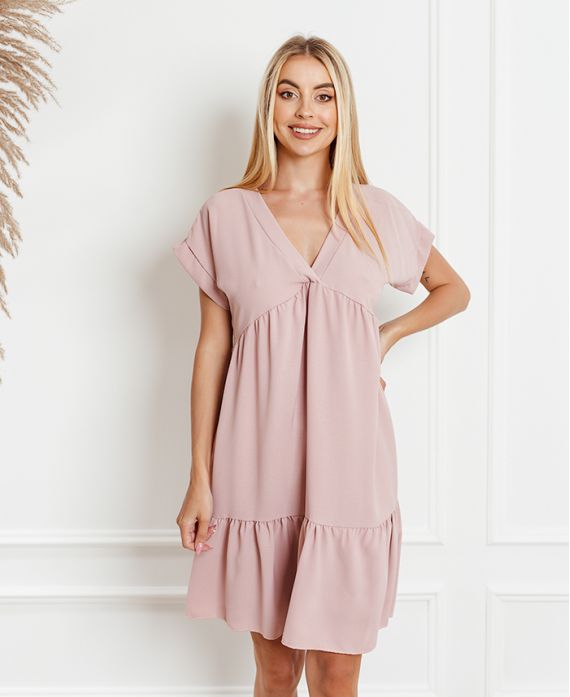 ABITO OVERSIZE SCOLLO A V PE1191 ROSA