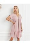 ABITO OVERSIZE SCOLLO A V PE1191 ROSA