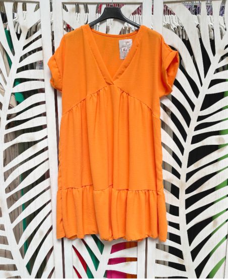 OVERSIZE DRESS V-NECK PE1191 ORANGE