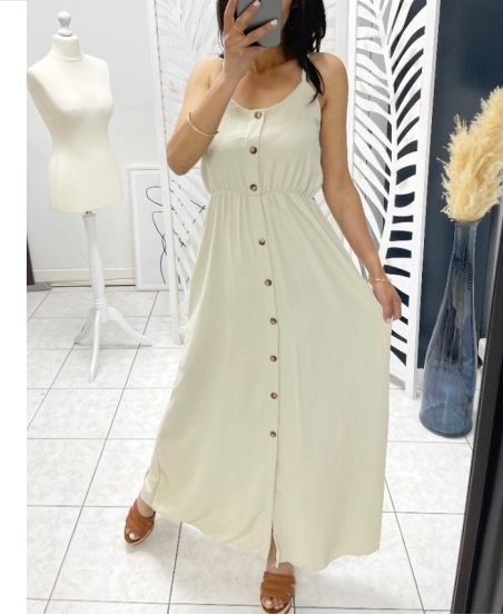 LONG DRESS WITH BUTTONS PE1234 BEIGE
