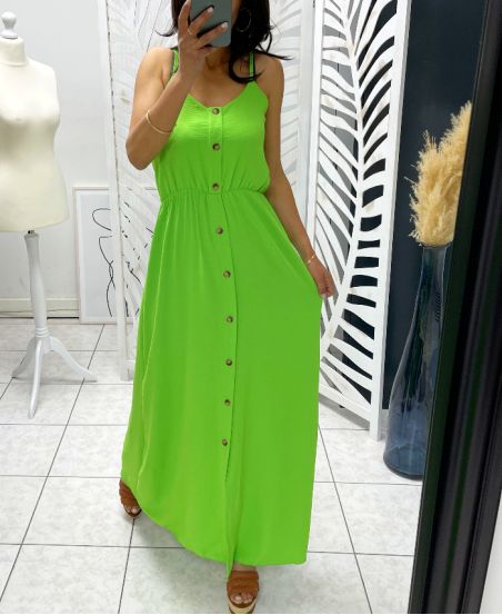 LONG DRESS WITH BUTTONS PE1234 GREEN