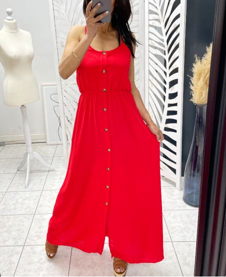 LONG DRESS WITH BUTTONS PE1234 RED