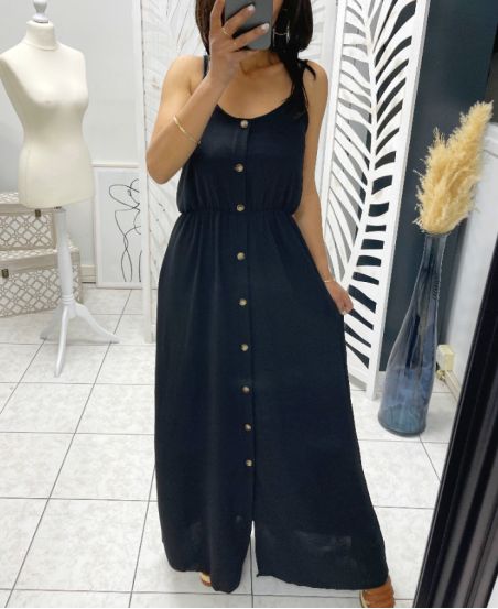 LONG DRESS WITH BUTTONS PE1234 BLACK