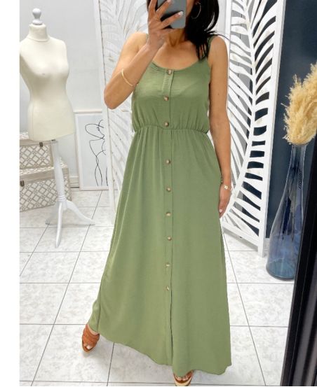 LONG DRESS WITH BUTTONS PE1234 MILITARY GREEN
