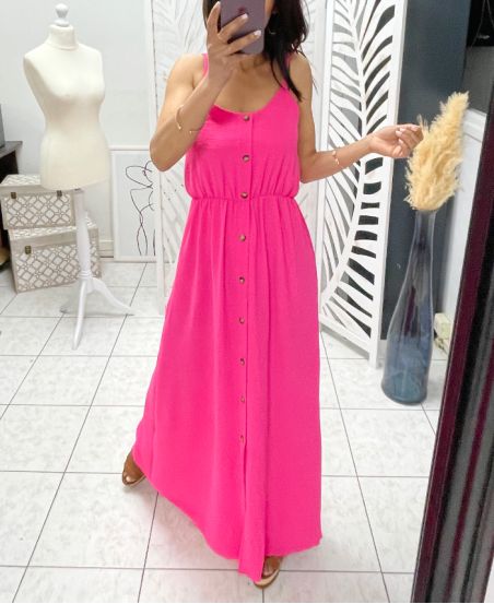 LONG DRESS WITH BUTTONS PE1234 FUSHIA