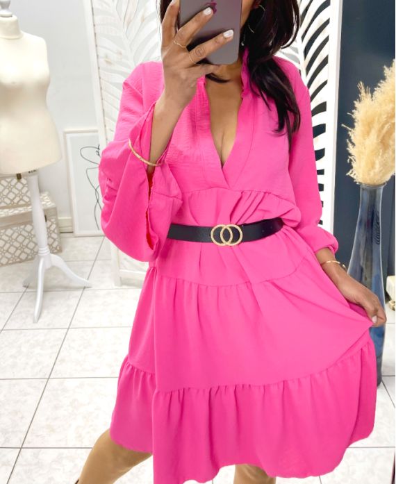 PLAIN OVERSIZE DRESS PE983 FUSHIA