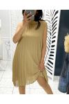 PLEATED DRESS EVASEE PE645 CAMEL