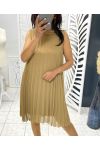 PLEATED DRESS EVASEE PE645 CAMEL