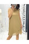 PLEATED DRESS EVASEE PE645 CAMEL