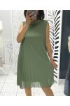 PLEATED DRESS EVASEE PE645 MILITARY GREEN