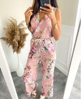 FLORAL TROUSER SUIT PE1268 PINK