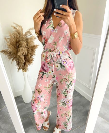 TRAJE PANTALÓN FLORAL PE1268 ROSA