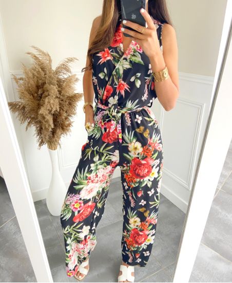 FLORAL TROUSER COMBINATION PE1268 BLACK