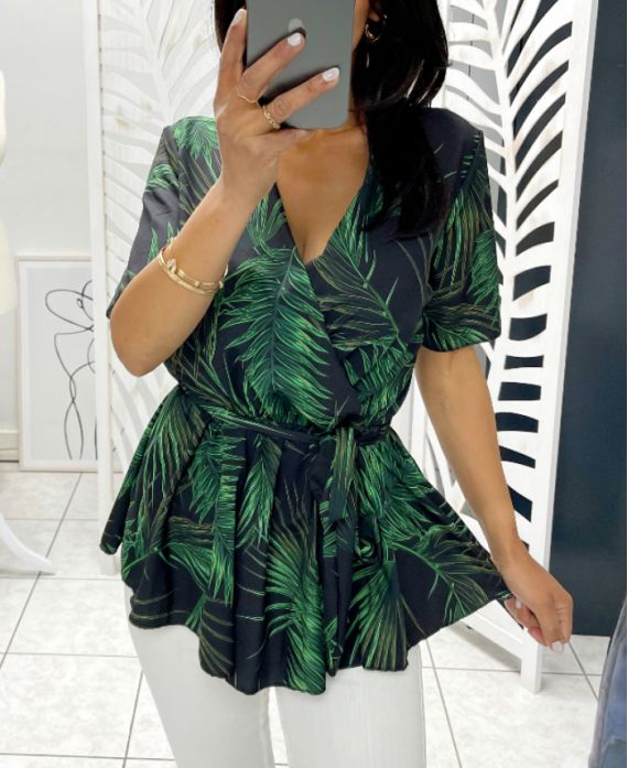 TOP IMPRESO TROPICAL PE1272I2 NEGRO