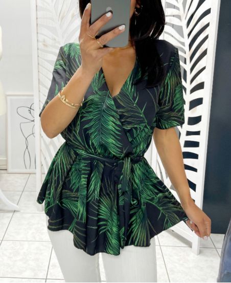 TOP IMPRESO TROPICAL PE1272I2 NEGRO