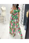 ROBE LONGUE TROPICALE AVEC FENTE PE1283 VERT