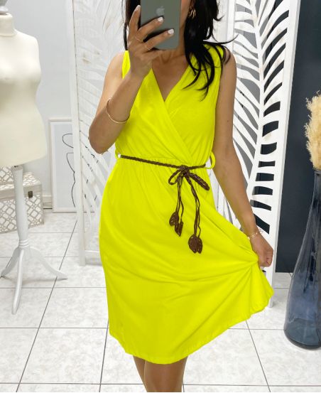 DRESS WITH LINK PE1176 YELLOW