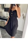 ROBE COTON BOUTONS FANTAISIE PE2034 NOIR