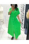 ROBE CHEMISE LONGUE SAFARI AVEC LIEN PE611 VERT