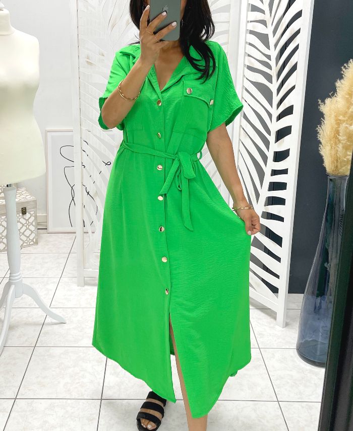 SAFARI LANGE OVERHEMD JURK MET GROENE PE611 LINK www.grossiste
