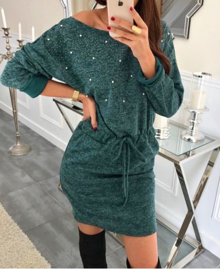 BEADS 8193 GREEN DRESS