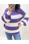 SOFT PULLOVER STRIPE AH11 PURPLE
