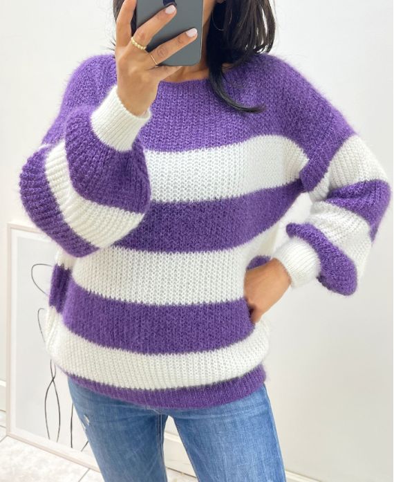 SOFT PULLOVER STRIPE AH11 PURPLE