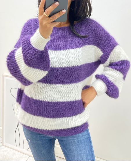 SOFT PULLOVER STRIPE AH11 PURPLE
