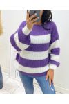 SOFT PULLOVER STRIPE AH11 PURPLE