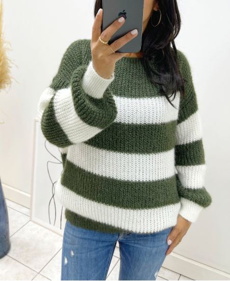 SOFT PULLOVER STRIPE AH11 KAKI