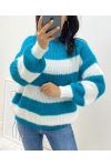 SOFT PULLOVER STRIPE AH11 OIL BLUE