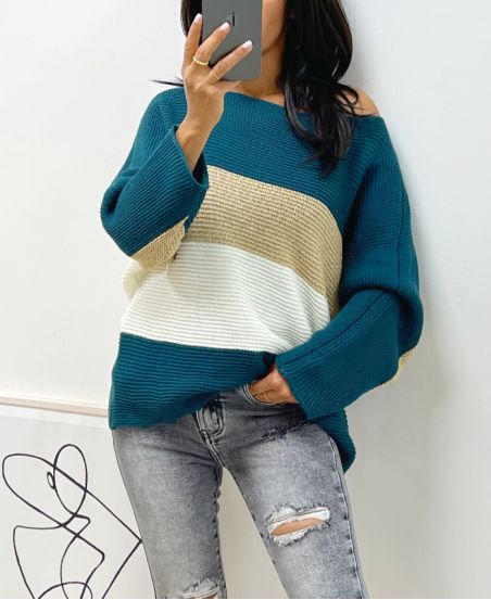 PULLOVER LUREX AH02 OIL BLUE