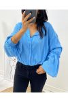 CHEMISE PLISSEE BRILLANTE AH855 BLEU CIEL