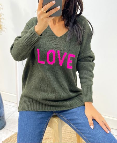 WOOL SWEATER LOVE AH65 KAKI