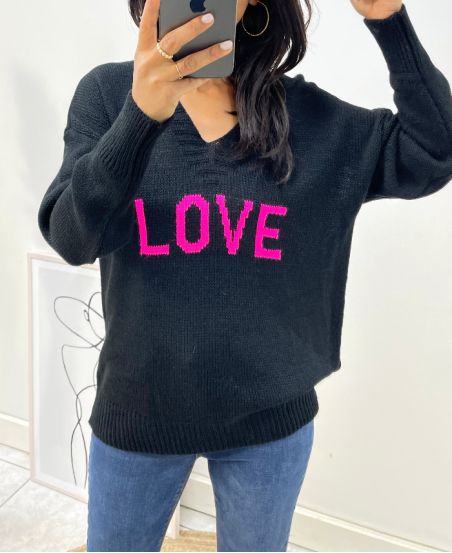 WOOL SWEATER LOVE AH65 BLACK