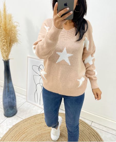 WOOL SWEATER STAR AH90 PINK