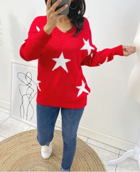 WOOL SWEATER STAR AH90 RED