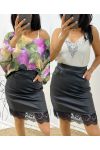 PACK 4 IMITATION LEATHER SKIRTS 2 POUCHES AH74 BLACK