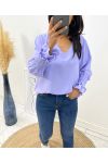 VLOEIENDE BLOUSE MET FROUREUZE MOUWEN AH1422 LILA