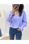 VLOEIENDE BLOUSE MET FROUREUZE MOUWEN AH1422 LILA