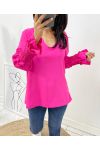 FLOWING BLOUSE WITH FROUROUS SLEEVES AH1422 FUSHIA