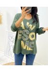 PULL FIN STRASS AWESOME SA12 VERT MILITAIRE