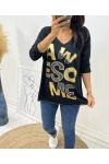 FINE RHINESTONE SWEATER AWESOME SA12 BLACK