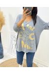 FINE RHINESTONE SWEATER AWESOME SA12 GREY