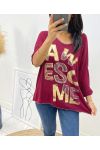 FINE RHINESTONE SWEATER AWESOME SA12 BURGUNDY