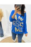 FINE RHINESTONE SWEATER AWESOME SA12 ROYAL BLUE