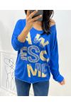 MAGLIONE STRASS LIGHT ORO AH12 BLU ROYAL