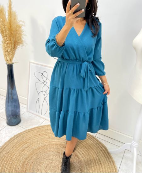 LONG SLEEVE DRESS AH259 OIL BLUE